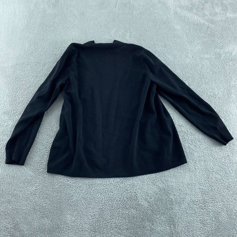 Kate Hill Petite Black Open-Front Cardigan Sweater PL Rayon/Nylon Blend 3676